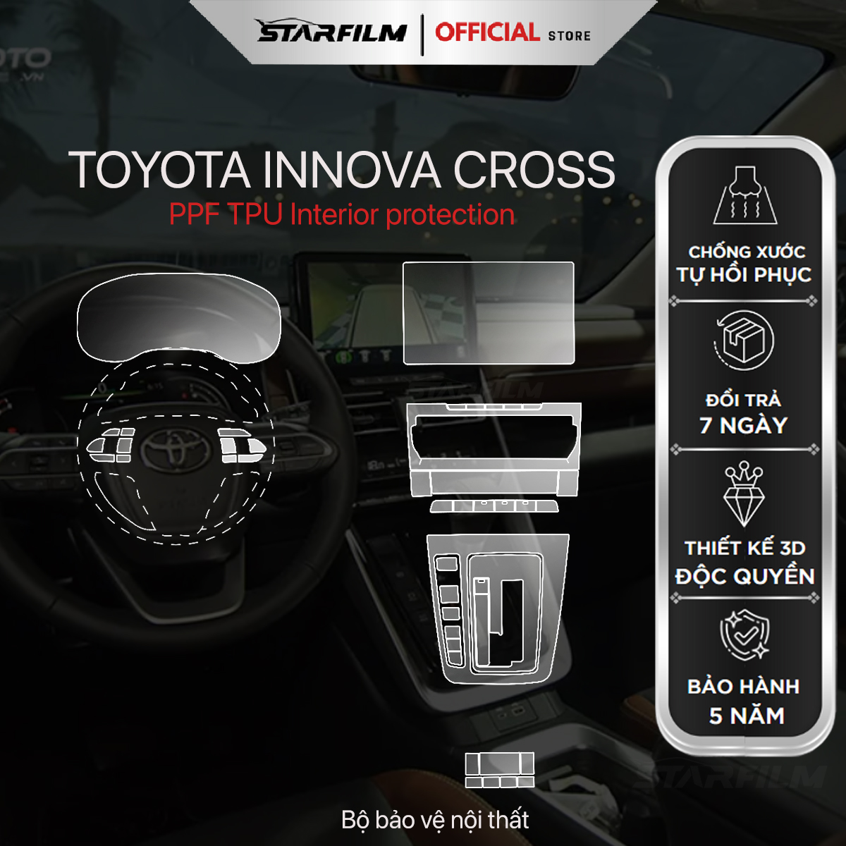 TOYOTA INNOVA CROSS PPF TPU chống xước tự hồi phục STARFILM
